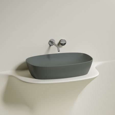 Раковина из сантехнического фарфора Ceramica Nova ELEMENT CN6049MH 60х38 накладная цвет антрацит матовый без отверстий под смеситель